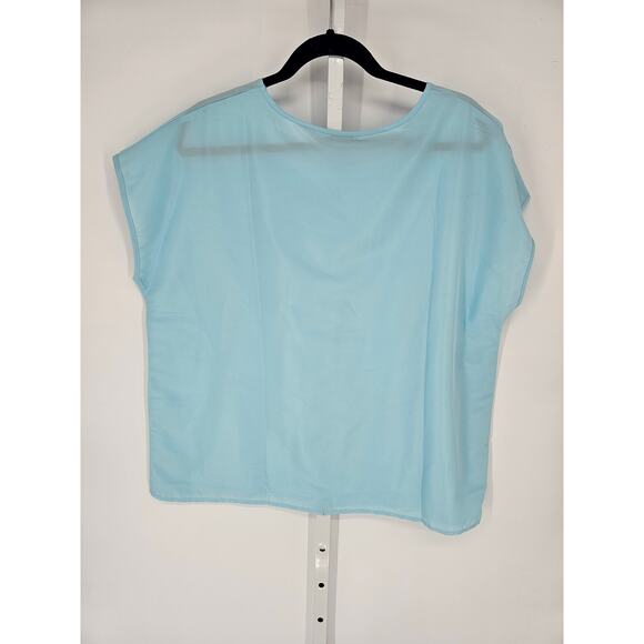 Vicki Wayne's Women's Short Sleeve Blue Round Neck Polyester Top Size 18W - Picture 4 of 4